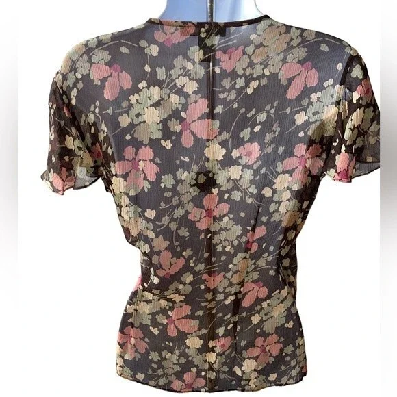 Silk Lauren Ralph Lauren Floral Wrap Top Size 4 - Picture 4 of 5